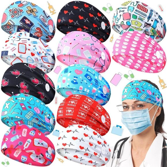 12 Pcs Nursing Headbands Elastic Non Slip with Buttons for Ear Relief Women main image 7